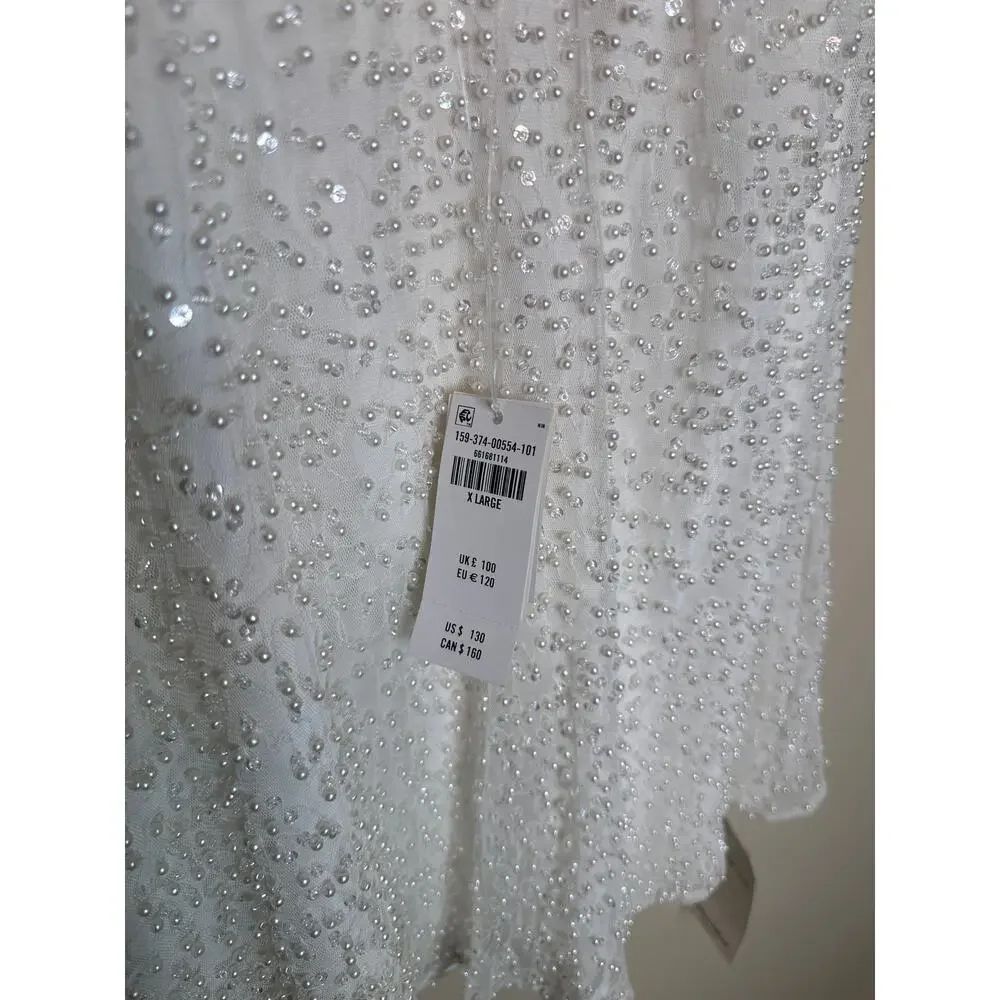 NWT Abercrombie & Fitch White Beaded Sleeveless Dress XL
